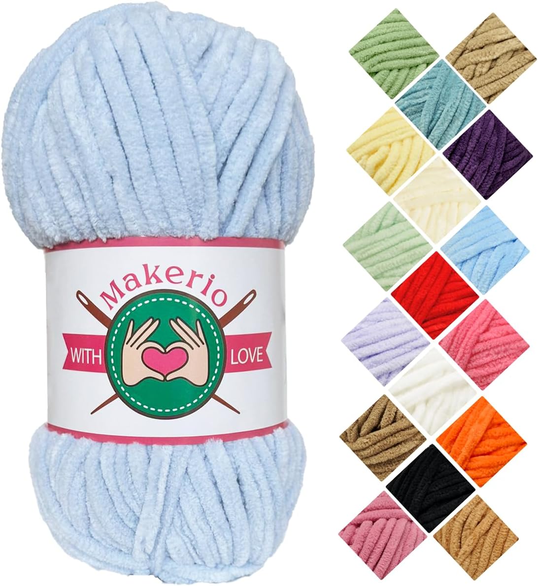 Amazon.com: Makerio Velvet Yarn - Chenille Amigurumi for Crocheting ...
