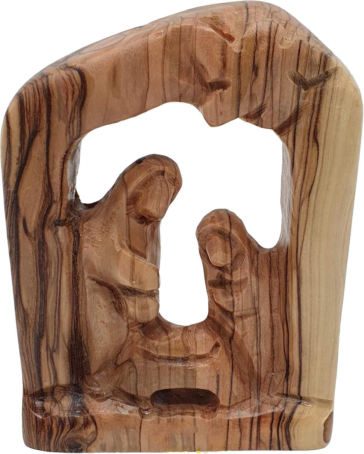 Zuluf Olive Wood Holy Family Nativity 4.9" - Hand Carved Joseph Mary Baby Jesus Figurine Religious Scene Gift HOF037