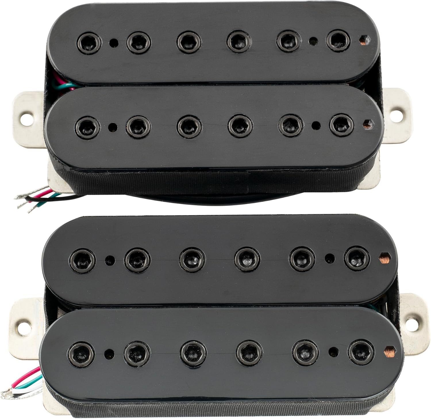 Musiclily Pro HH-HEXA Alnico 5 Uncovered Adjustable Hexagonal Poles Humbucker Neck Bridge Pickups Set 7.8K/16K for Electric Guitar, Black