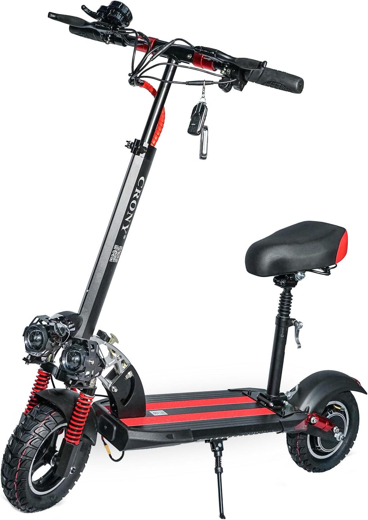 CRONY V10 Pro Electric Scooter for Adults Kids, Dual Suspension&Dual Brake, Triple LED Headlamps and LED Base Lights, 45-68 KM/H Speed, 10" Off Road All-Terrain E-Scooter
