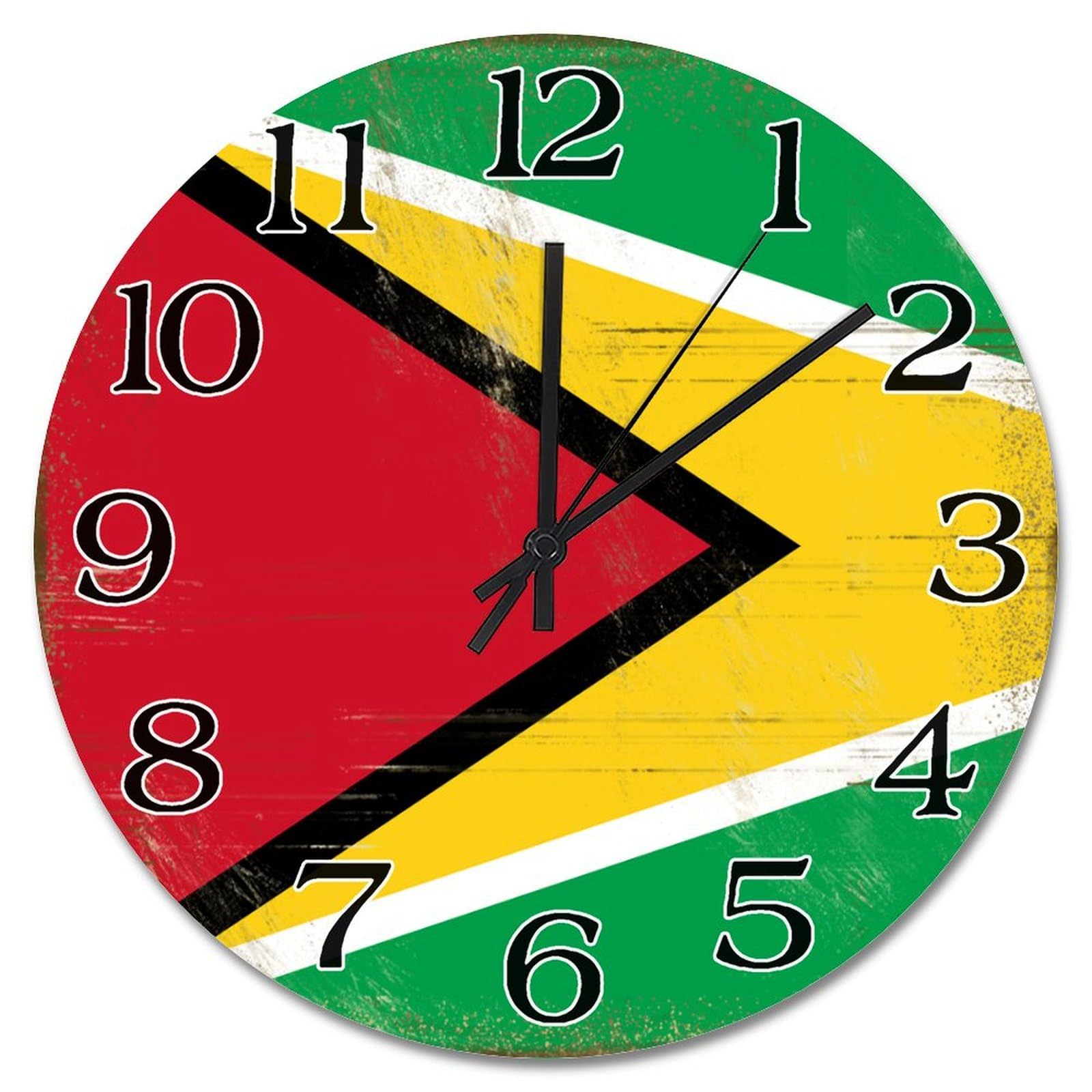 Horloge murale drapeau Guyane silencieuse finie la nuisance sonore au bureau