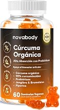 Turmeric Sugar Free Gummies - Complete Formula with Probiotics, Ginger & Black Pepper | 100% Natural, Vegan & Gluten Free | 60 Gummies Novabody