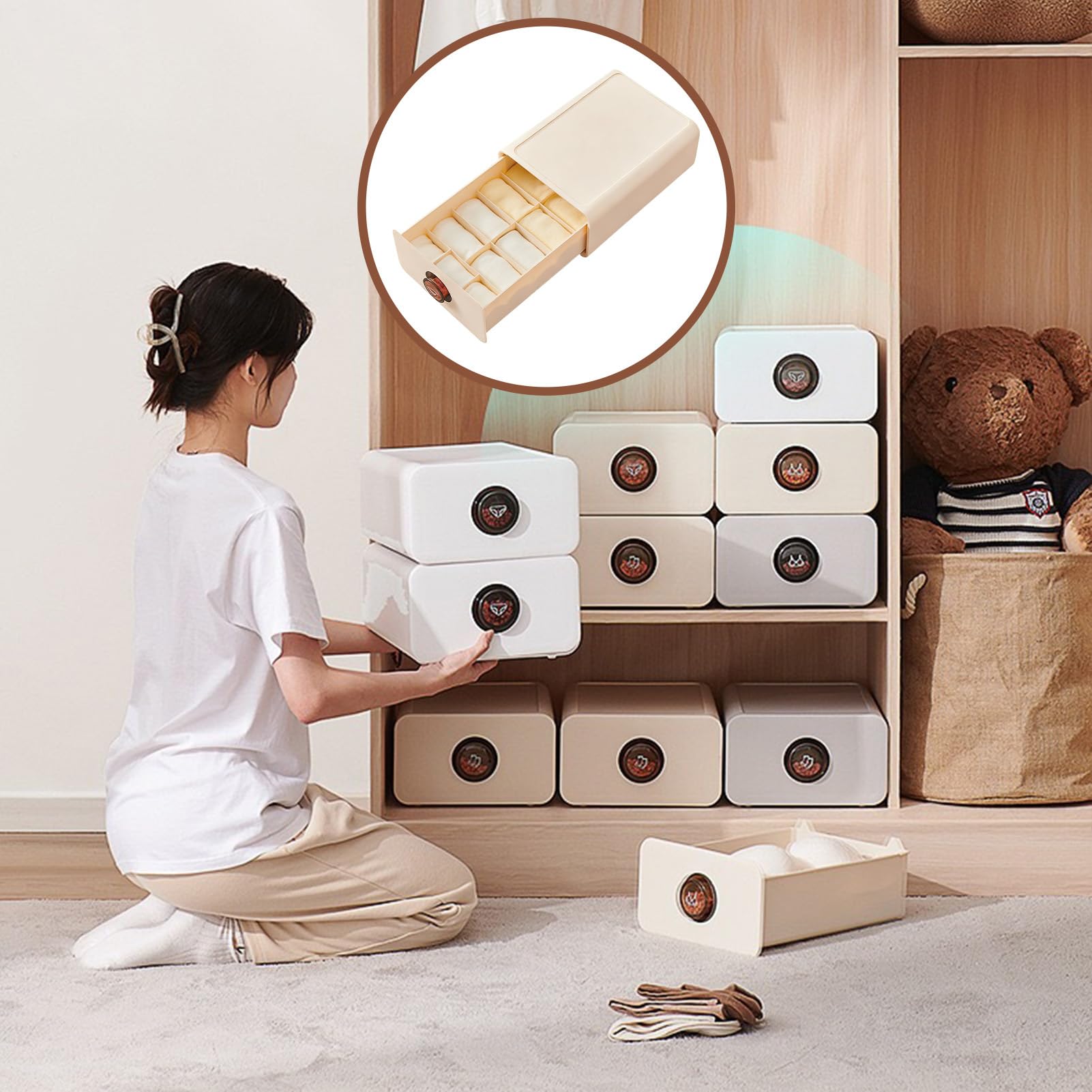 Organizzatore Cassetto Biancheria Intima Contenitore Multiscomparto per | Organizzatore Per Calze E Intimo per Reggiseni Cravatte Sciarpe Camicie per Camera da Bagno Guardaroba