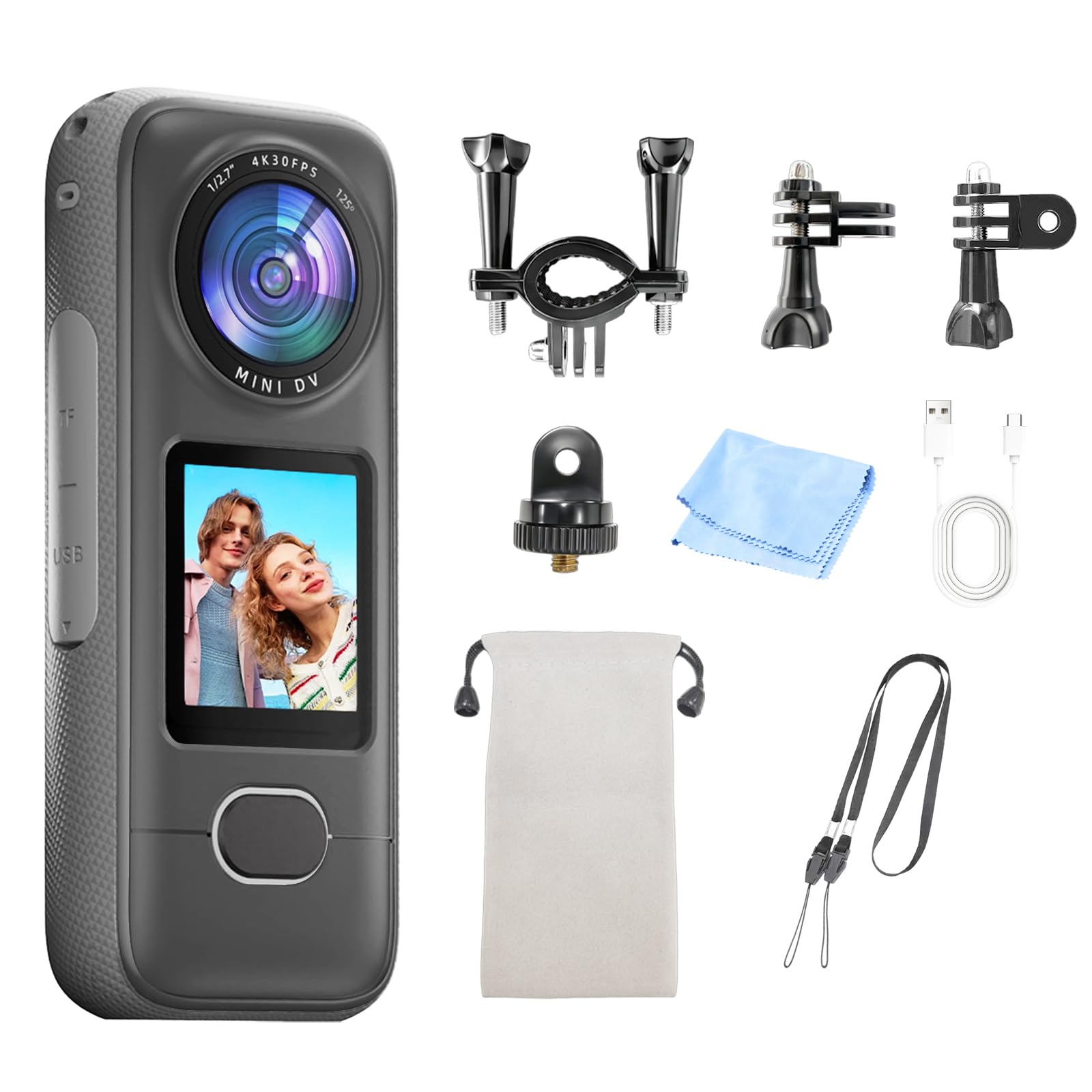 4K Action Camera, 3.5Hrs Battery Life Body Camera Hands-Free Recording, IPX6 Waterproof Portable Vlogging Camera with 1.4" HD Screen, Video Recorder with WiFi for Travel, Cycling, Motorcycle, Bloggers — view 10