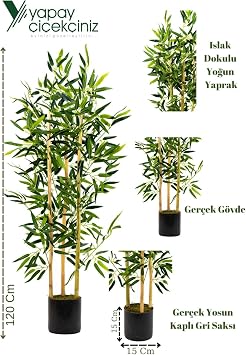 YOUR ARTIFICIAL FLOWERPOT 3-Body 120 Cm Bamboo Tree in Gray Pot