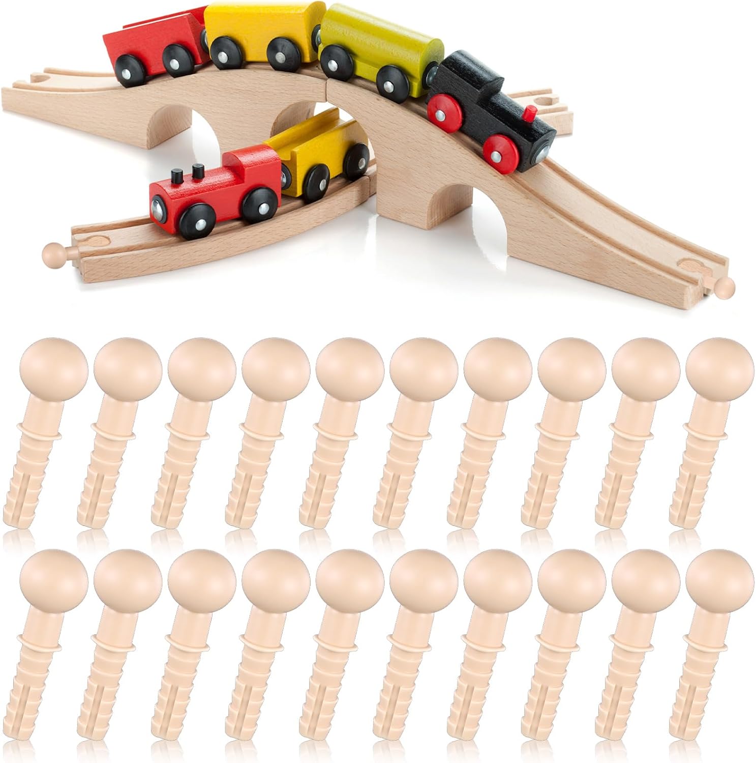 Hanaive 20 Pcs Wooden Train Track Replacement Pegs, 4.8mm for 3/16 Hole
