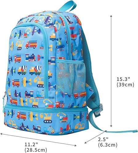 Miniatura 6 de Mochilas para niños y niñas, bonita mochila ligera para niños y niñas, mochila preescolar con bolsa de almuerzo aislada, Azul, Personalizado