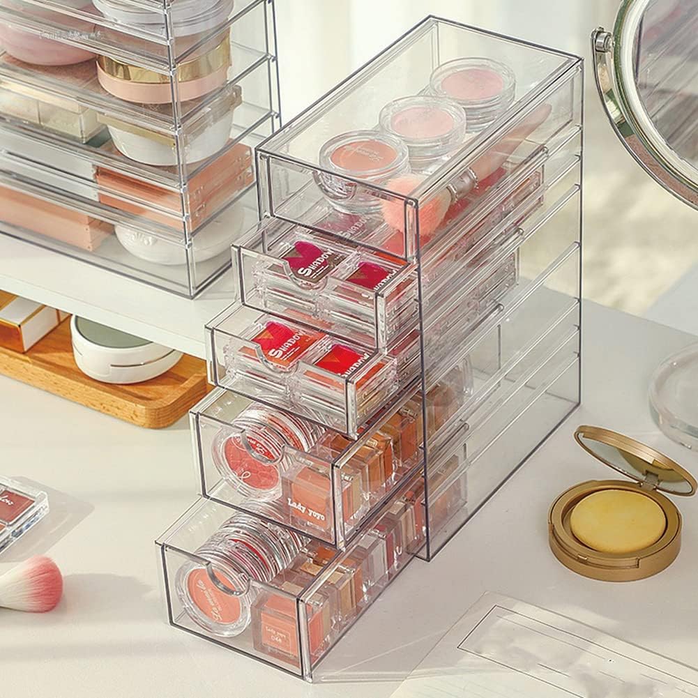 Clear Hair Accessories Organizer Storage Box with 5 Drawers for Women Girl