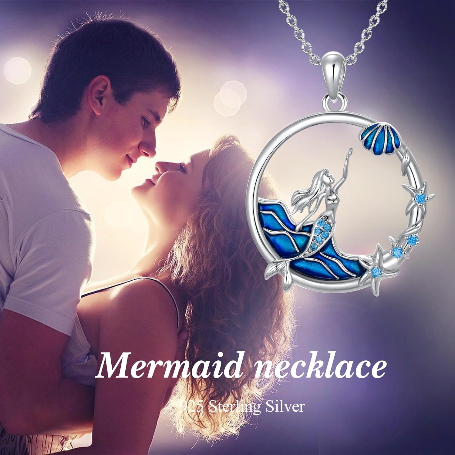 S925 Sterling Silver Mermaid Necklaces for Women Ocean Beach Dainty Pendant Necklace Birthday Gift for Her