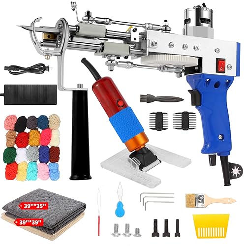 Rug Tufting Gun Kit with Carpet Trimmer, 2 in 1 Cut & Loop Pile Tufting Gun with Tufting Cloth, Rug Making kit for Beginners