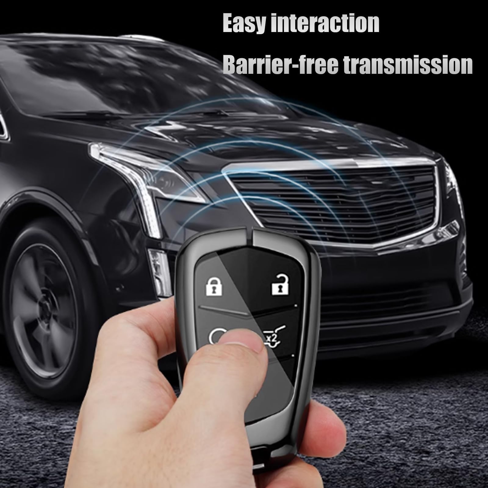Conchas Clave para Cadillac XT5 XT6 XTS XT4 SRX ATSL, Protector de Soporte for Mando a Distancia Sin Llave Flip Car Key Shell Cover Carcasa de Repuesto Plegable,A Black