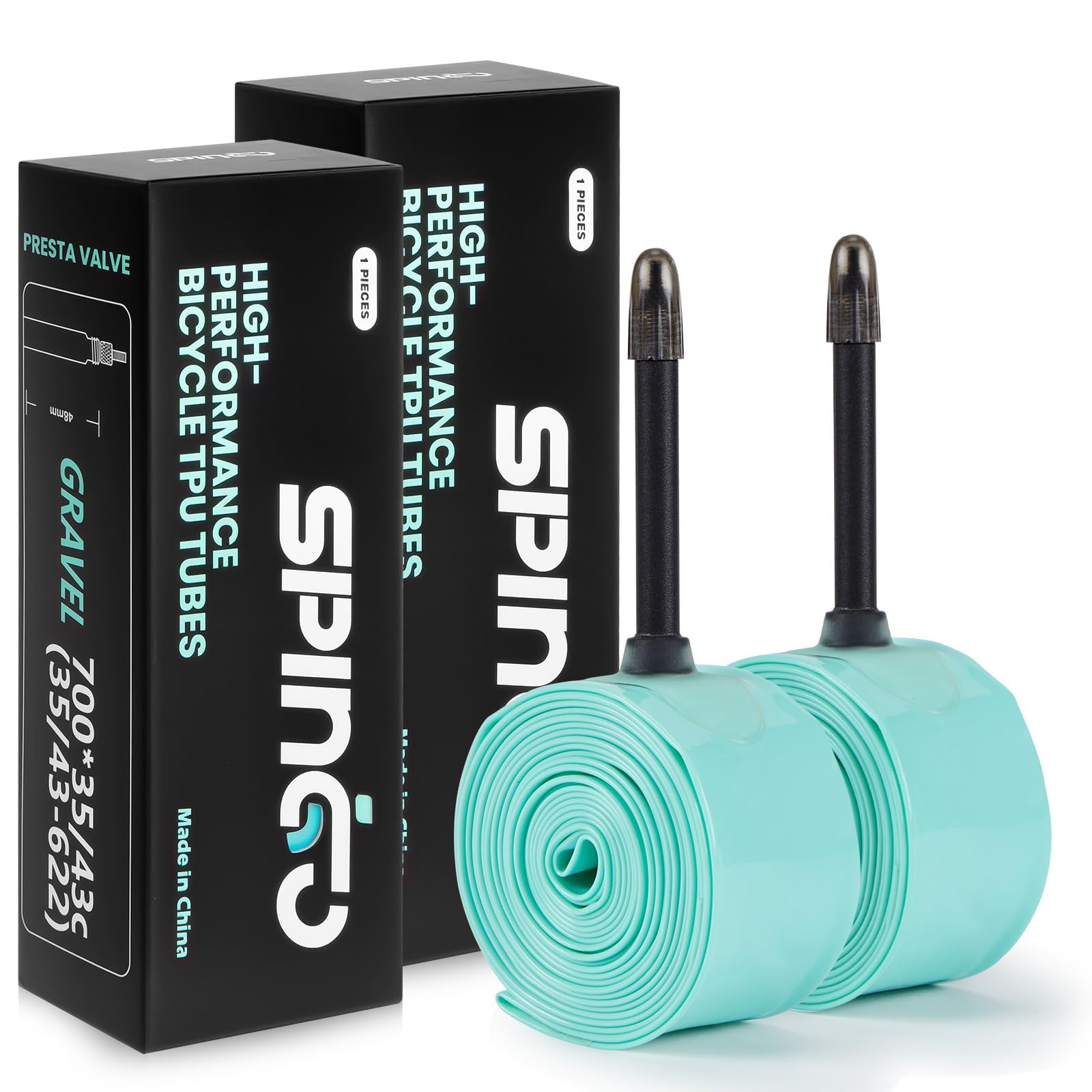 SPINGO Gravel TPU Inner Tube 700C x 35C-43C, ‌2-Pack Ultralight TPU Tubes 700C for Gravel Bike with 48mm Presta Valvesm, TPU Inner Tube Portable Spare Tire for Training and Cycling