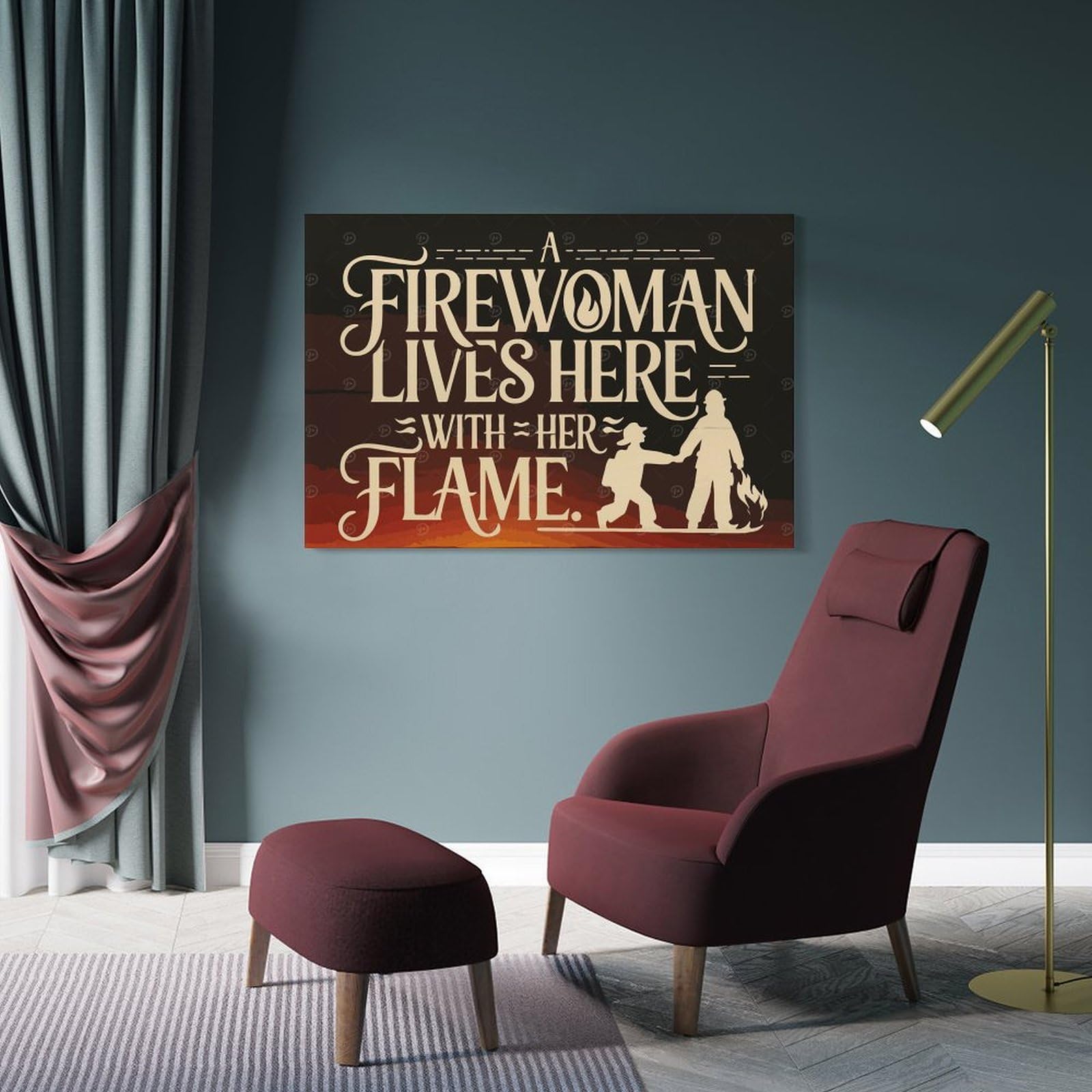Junmoney Frame-Style-7 Decorative Wall Artwork Firefighter Gift For Wife, 24X36inch(60X90cm), For Sofa Walls, Lounge Or Home Corners, Modern Wall Decor For Cosy Interiors
