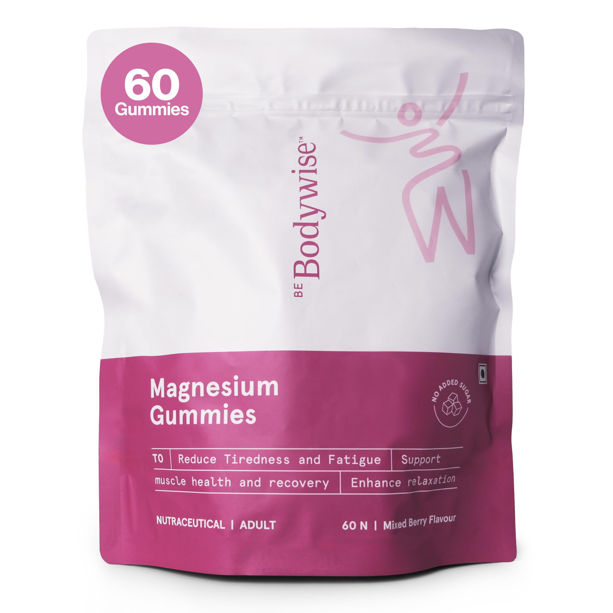 Be Bodywise Magnesium Glycinate Gummies For Improved Sleep | 30 Days Pack | 500mg/ Gummy | Higher Absorption Helps in Relieve Stress, Muscle Recovery & Support Bone Health | Non Habit Forming & No Added Sugar