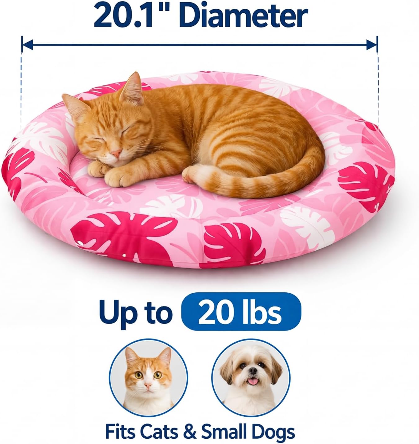 Drydiet Pet Cooling Mat for Cats & Small Dogs, 20'' Self Cooling Pad with Gel, Waterproof & Scratch-Resistant, No Water or Electricity Needed, Summer Cold Bed for Indoor Outdoor Use