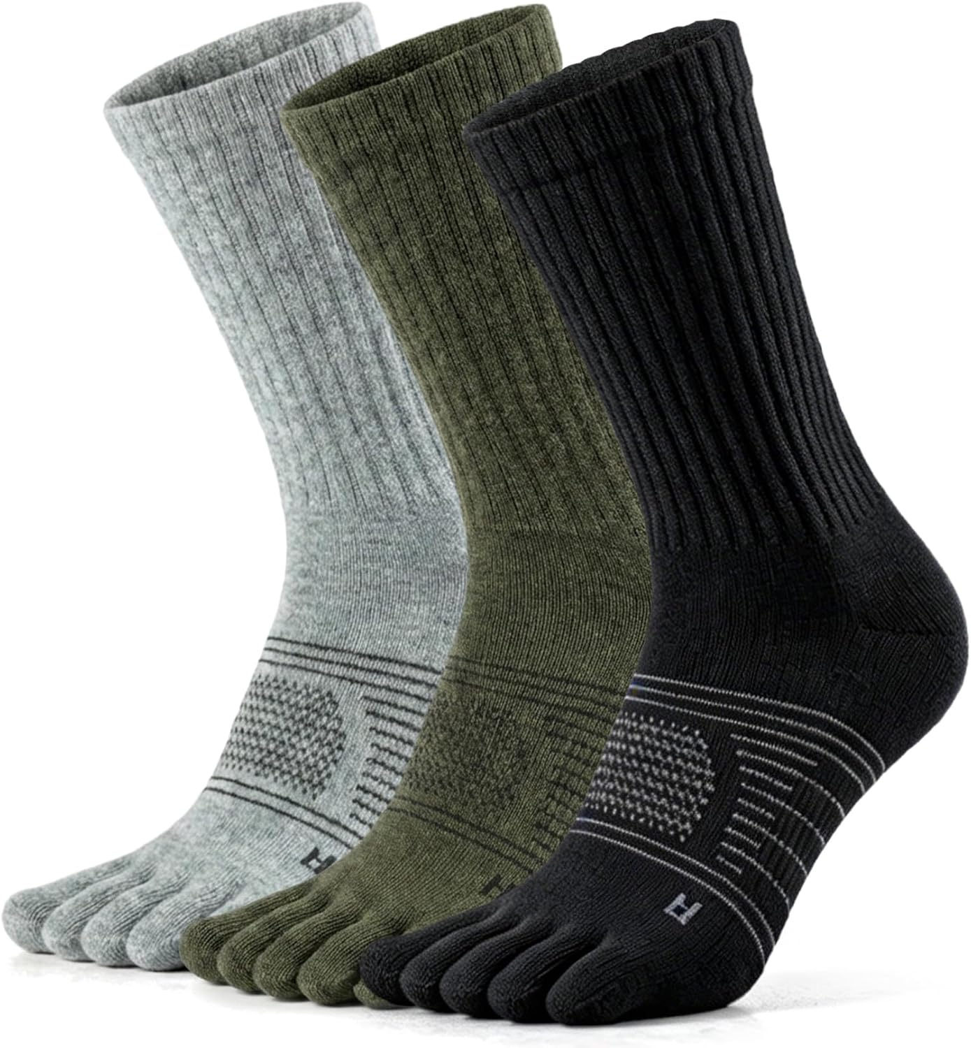 Merino Wool Blend Toe Socks for Men Women, Lightweight Moisture Wicking Thin Socks, 3 Pairs