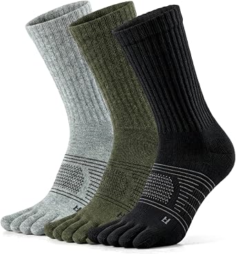 Merino Wool Blend Toe Socks for Men Women, Lightweight Moisture Wicking Thin Socks, 3 Pairs