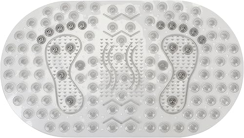 Bath Bliss Alfombrilla de baño magnética para masaje, para baño y bañera, autodrenante, base de ventosa, transparente