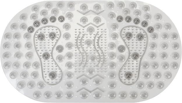 Bath Bliss Magnetic Massage Heavy Bathmat/Bath Mat, for Bathroom and Tub, Self-Draining, Suction Cup Base, Clear