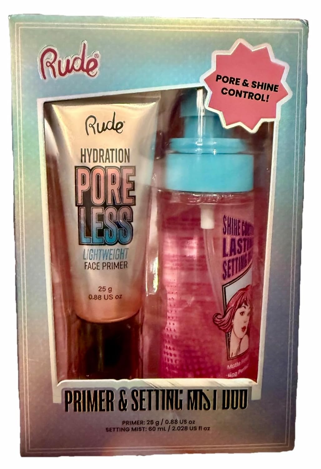 Pore Blurring Face Primer and Shine Locking Setting Mist Duo by Rude Cosmetics