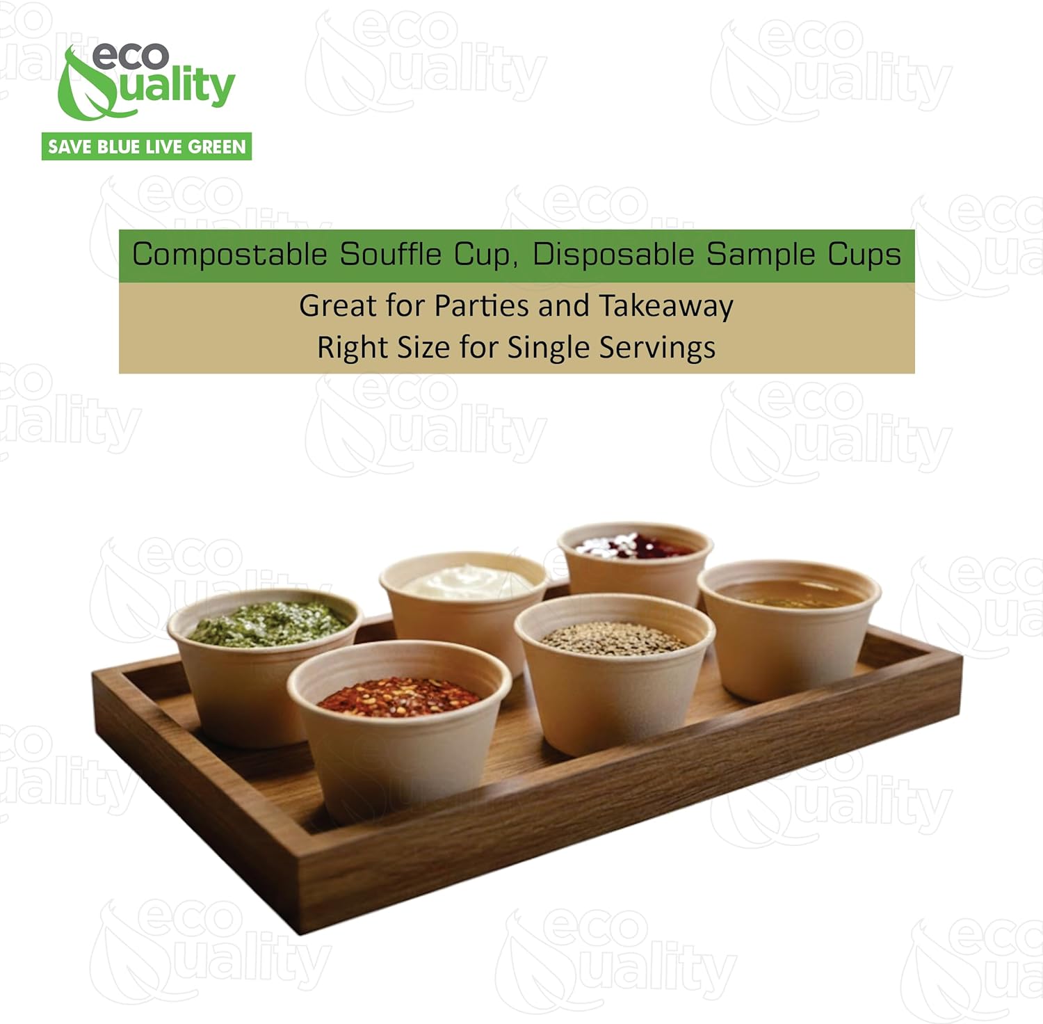 EcoQuality 4 Oz Compostable Portion Cups - Sugarcane Bagasse Condiment Souffle Cups - Biodegradable Sauce Cups - Disposable Sample Cups, Slime, Jello Shot Cups, Food Storage, Takeout, Dressing… (1000)