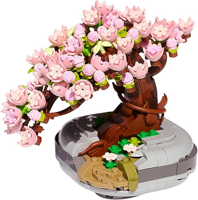 WANGCL Sakura Bonsai Tree Building Kit Creative DIY Home Décor Mini Particle Botanical Collection Building Toy Set426Pcs