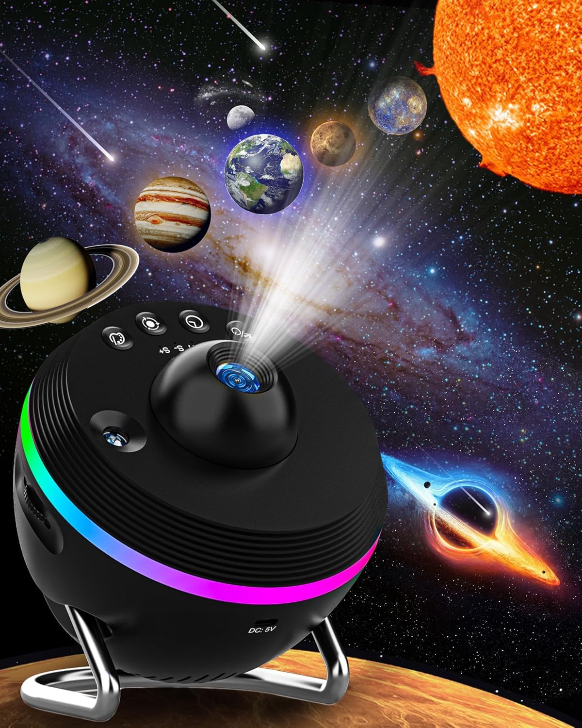 Galaxy Projector - 13 in 1 Planetarium Star Projector, Solar System Projector for Kids Bedroom Ceiling Decor, Realistic Starry Sky Night Light with Timer, Dynamic Meteor, RGB Effects