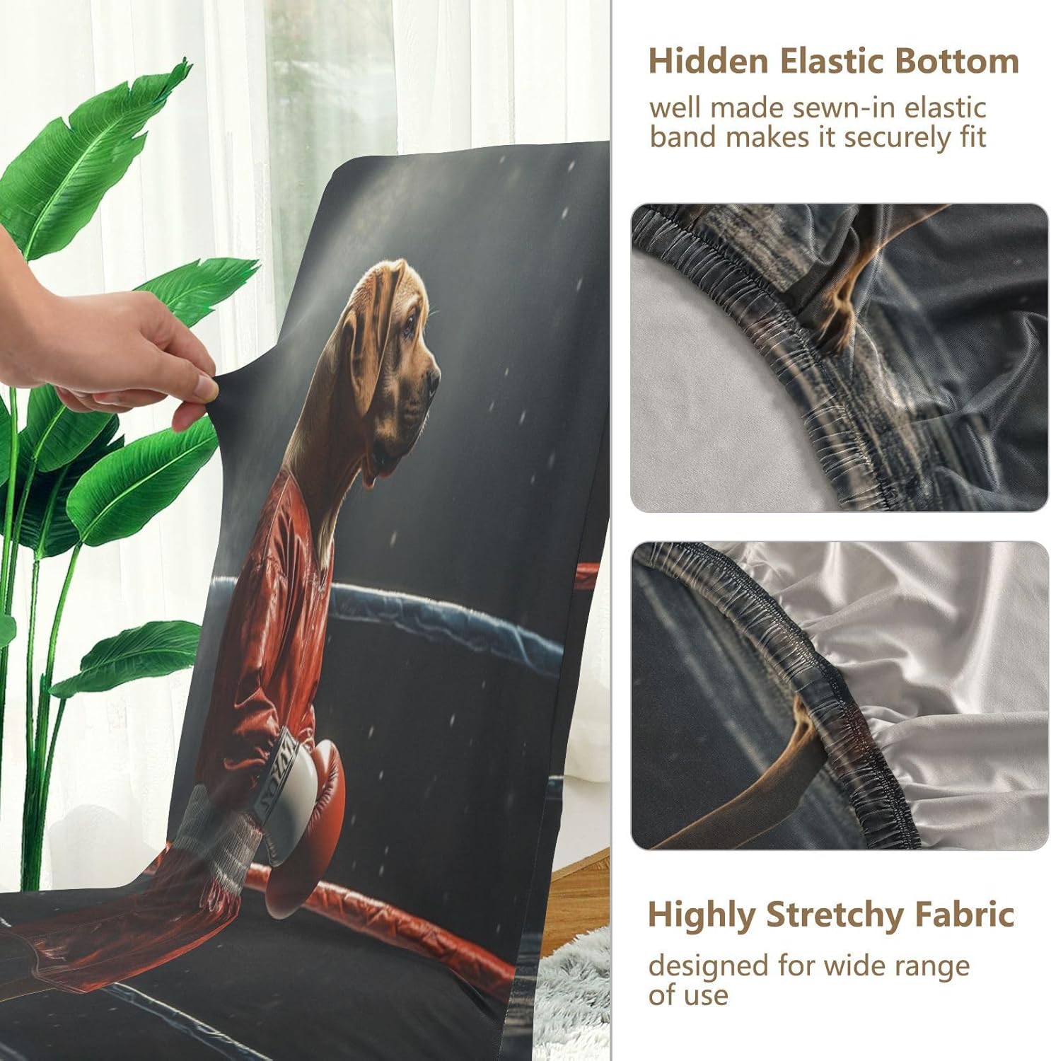 ALAZA Chair Covers for Dining Room, A Dog Labrador Boxer in A Red Uniform Stretch Chair Cover Sets Chair Protector Removable Washable for Ktichen Restaurant Hotel