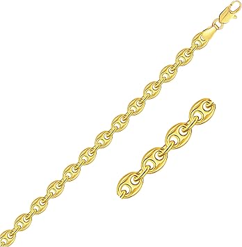 Zawadee 4.7mm 14k Yellow Gold Puffed Mariner Link Bracelet 6 in