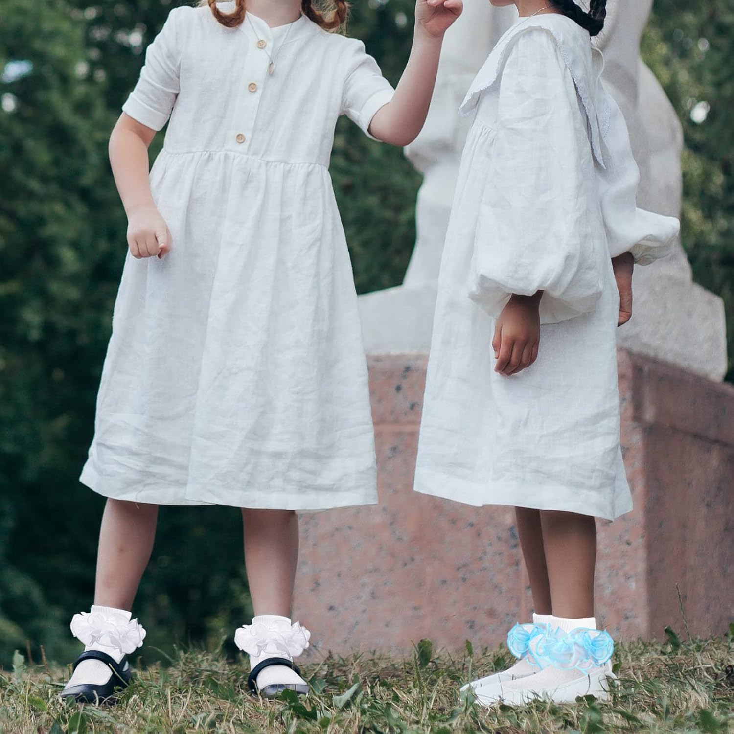 Witwot Girls Ruffle Socks Toddler Double Lace Frilly Pageant Dress Sock Turn Cuff Socks - Image 3