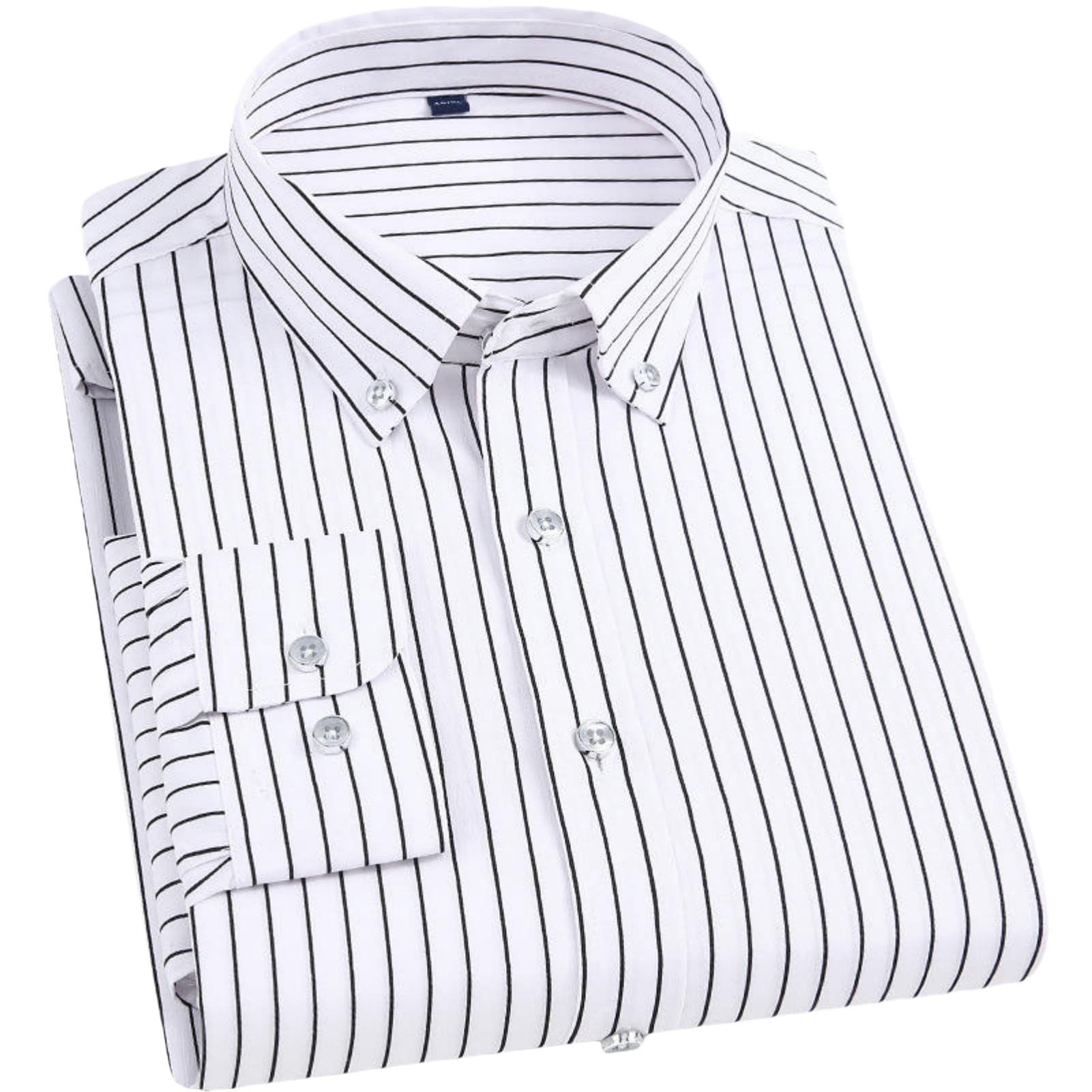 Hombres Estilo Británico A Rayas Primavera Otoño Color Bloque Casual Estrecho Corte Elástico Negocios Camisa de Manga Larga