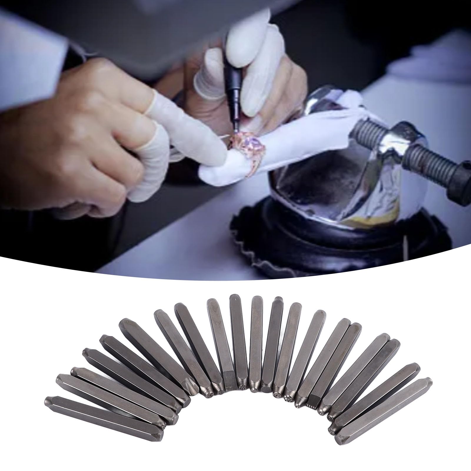 Metall-Blumenmuster-Stempel-Set, DIY-Schmuckherstellungswerkzeug, 20-teiliges Metall-Stempelset aus Karbonstahl zum Basteln, Gravieren, Prägen