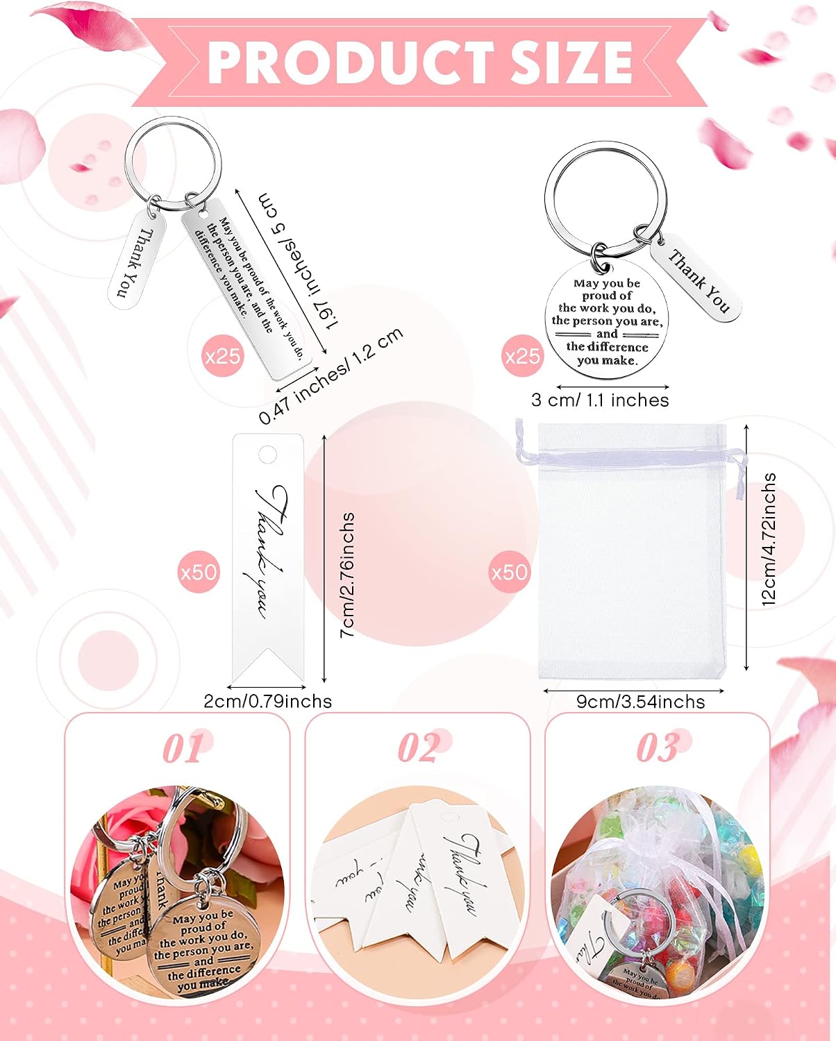 Yinkin 150 Pcs Employee Thank You Gifts Bulk Appreciation Gift Keychain for Coworker Staff Office Team
