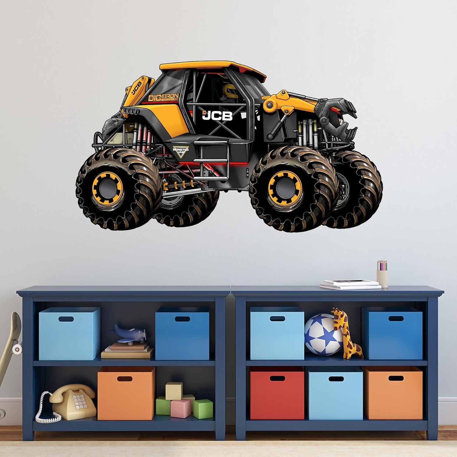Themed Multicolour Monster Jam Wall Sticker - Digatron Monster Jam Truck Wall Decal Art (90Cm Width X 50Cm Height)