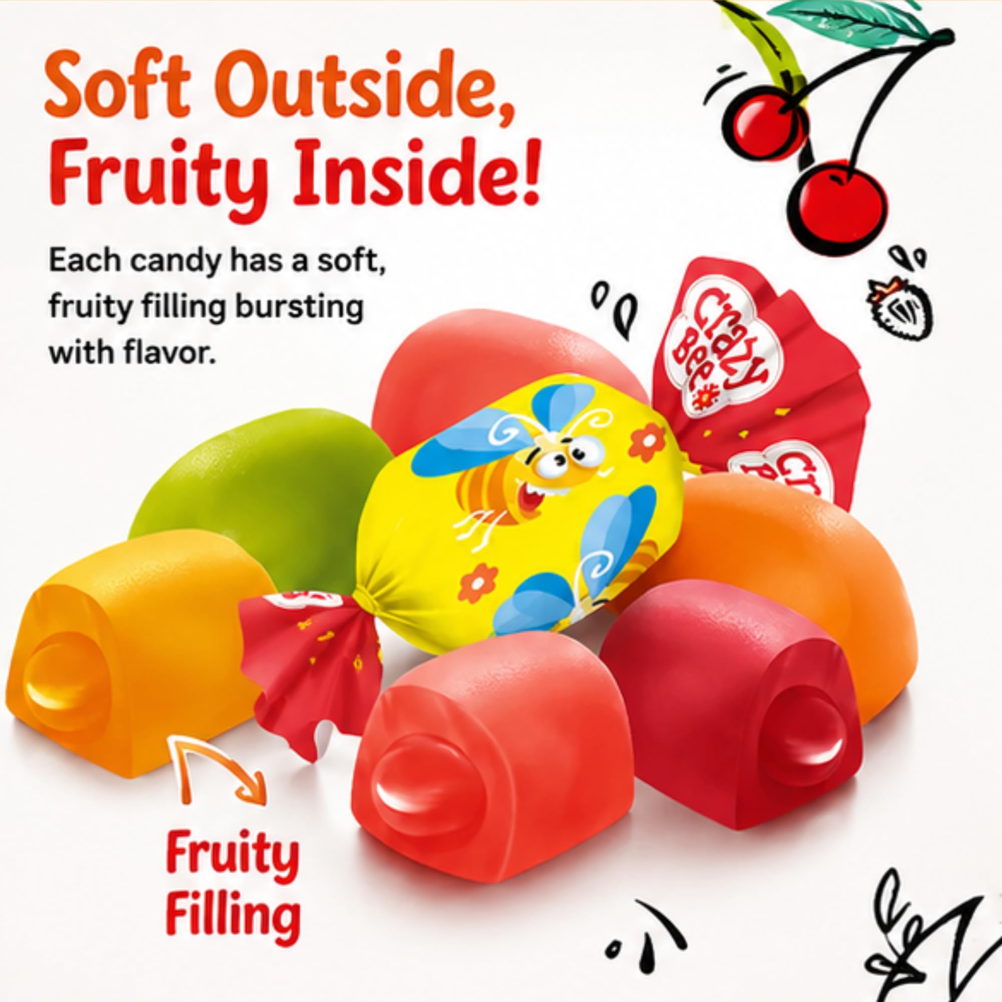 【KRAZY BEE】 KRAZY BEE FUSHICHOURUSHGUARD Amazon.com: ROSHEN Crazy Bee Jelly Candy con relleno de fruta