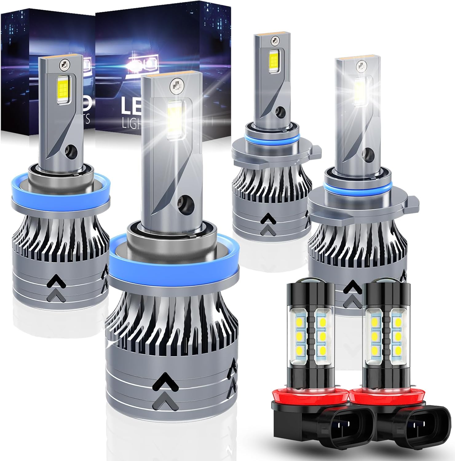 AUIMSOCO 9005/H11 H11 LED Headlight and Fog Light 6-Pack for Toyota 4Runner