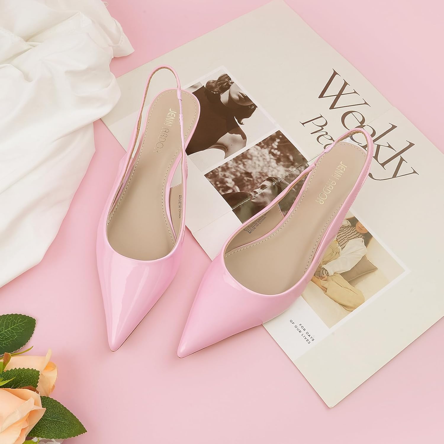 JENN ARDOR Slingback Heels for Women Low Heels Dress Shoes Kitten Pumps Dressy Heeled Sandals Wide Width Fashion Casual Shoes - Image 5