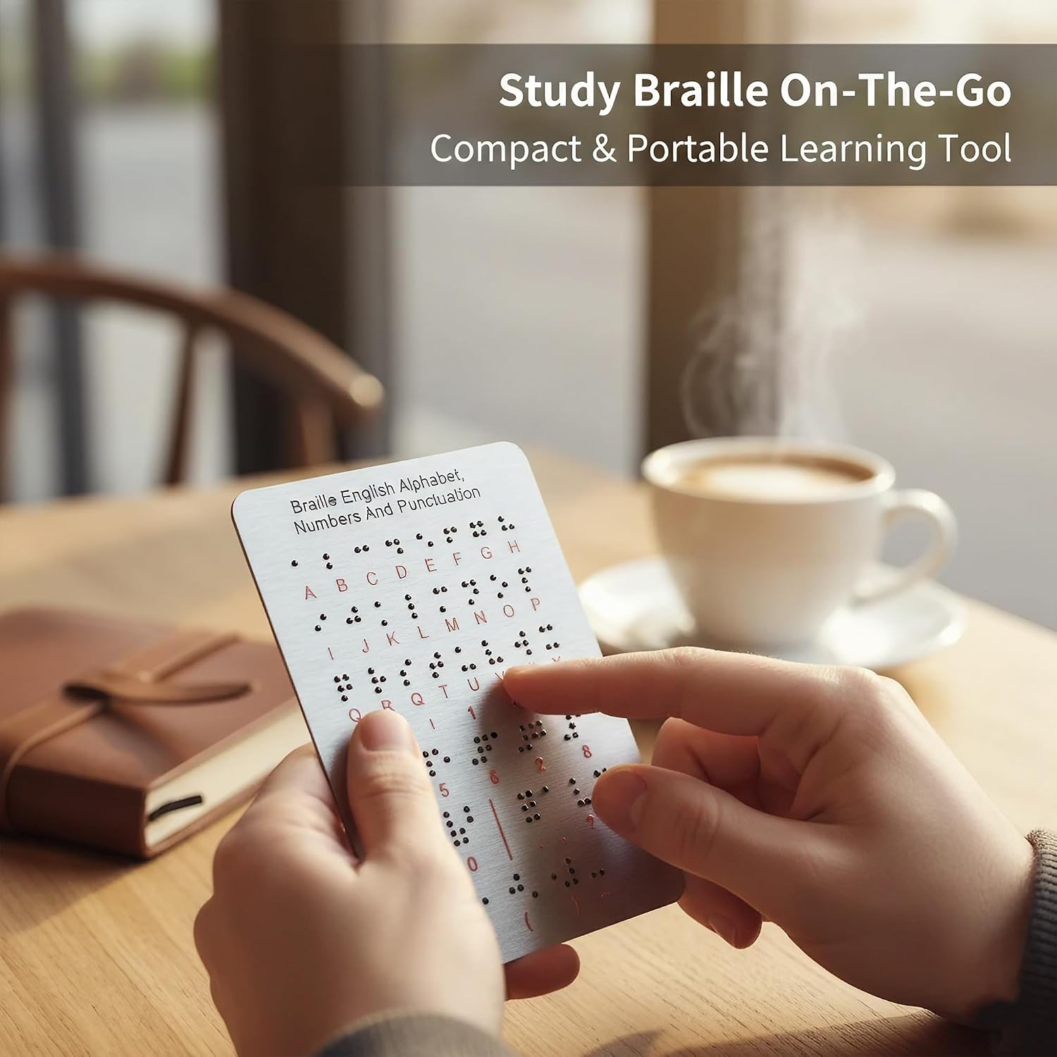 Braille Learning Board, Raised Dots Alphabet, Numbers & Punctuation Aids for Beginners, Braille Education Tools (Teaching Aid for the Blind)