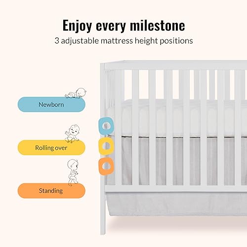 Miniatura 5 de Dream On Me Synergy, cuna convertible 3 en 1 de tamaño completo para bebé y cambiador, color blanco, almacenamiento abierto, GreenGuard Gold y JPMA,