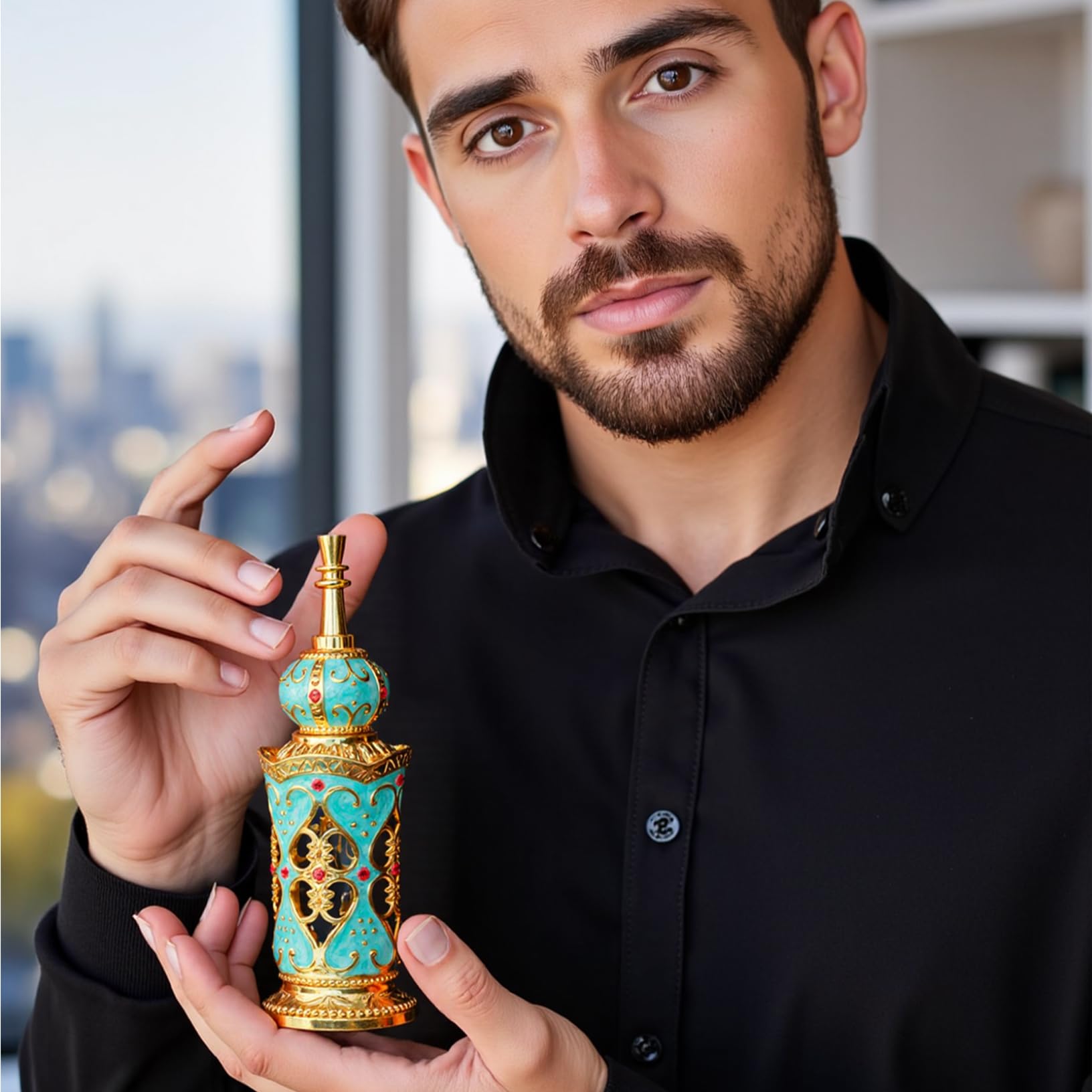 Aceite de perfume árabe 15 ml, fragancia duradera, perfume de Dubai con botella de lujo para hombres