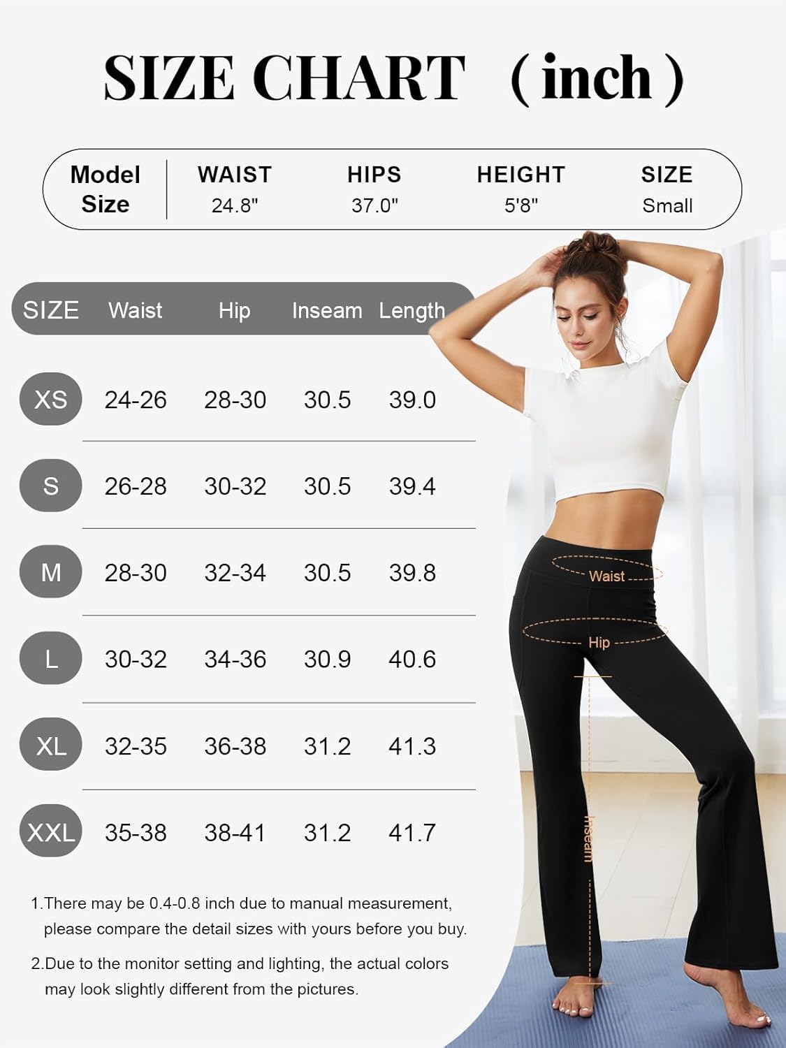 Womens Flare Yoga Pants with Pockets High Waist Tummy Control Flared Leggings Bell Bottom Gym Workout Leggings - Image 7