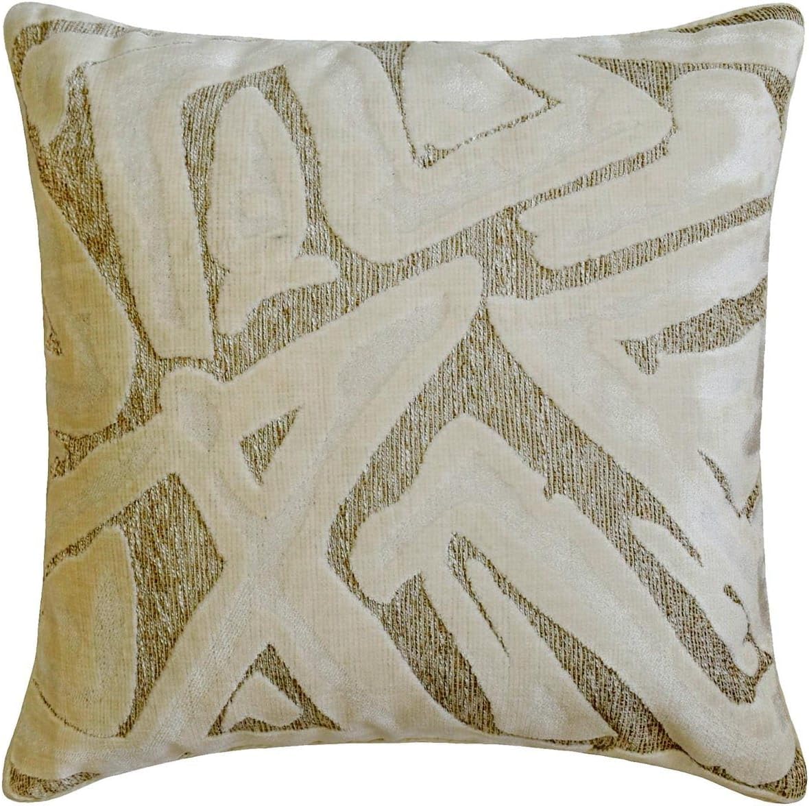 The HomeCentric Ivory Decorative Throw Pillow Covers 18"x18" | Modern Velvet Cushion Cover Geometric | Cut Velvet Pillowcases for Couch/Sofa & Bed, Modern Home Décor - Velvet Strokes