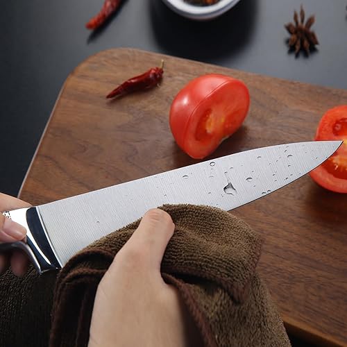 Miniatura 4 de Juego de cuchillos de chef profesional de 3 piezas, 8 pulgadas, Santoku de 7 pulgadas, cuchillos utilitarios de 5 pulgadas, acero inoxidable