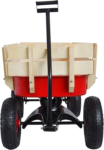 Miniatura 9 de ZeHuoGe Carro deportivo al aire libre todo terreno con paneles laterales de madera extraíbles, neumáticos de aire grandes, carro de panel de pie