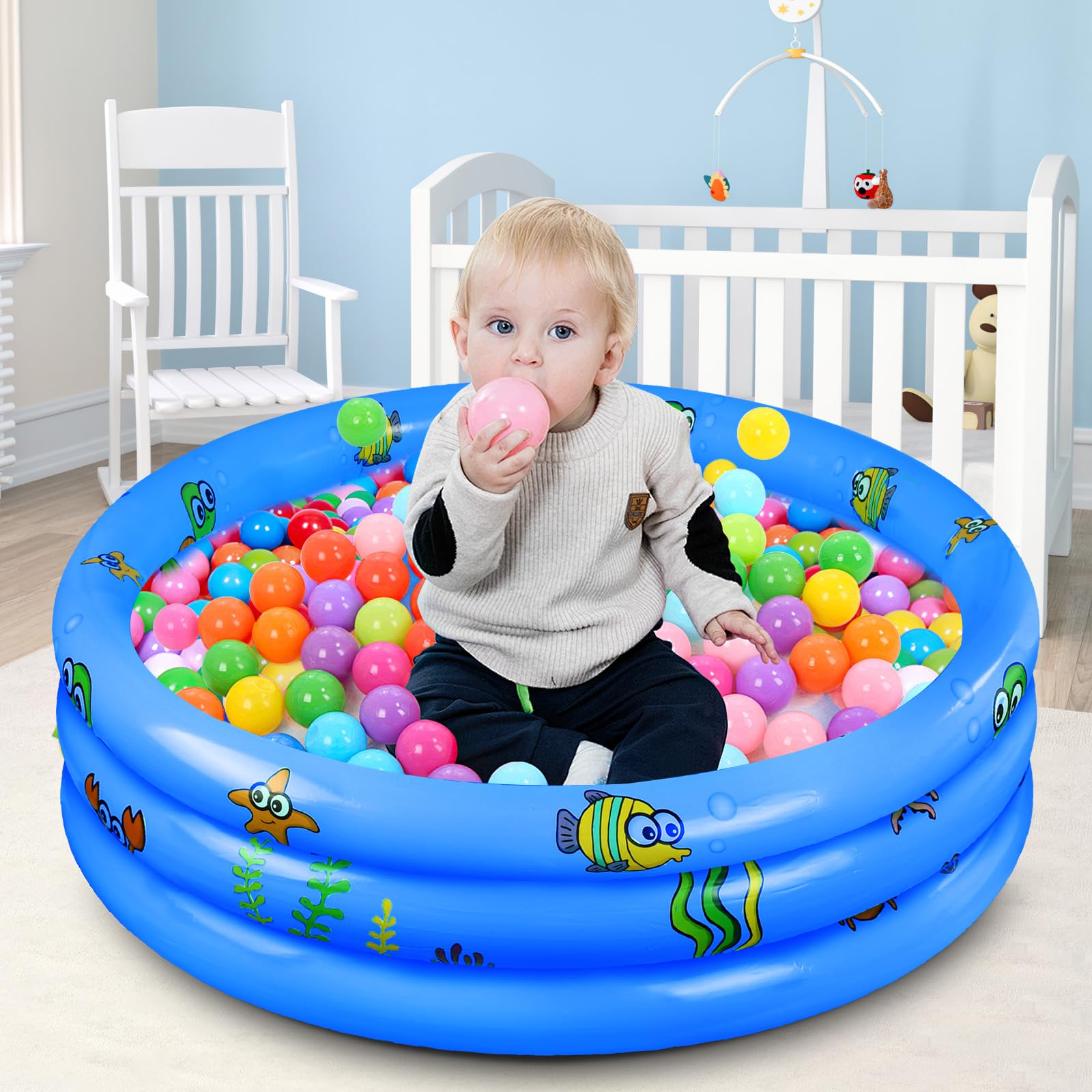 Piscina Hinchable Infantil ø 100 cm, Piscina Inflable, Piscina Hinchable, Piscina para Jardín Trasero Interior