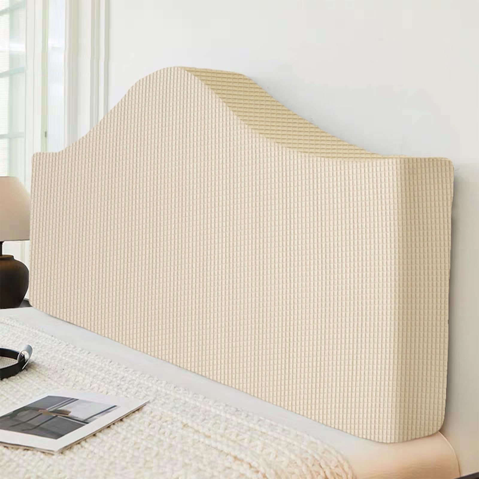 All-inclusive Headboard Cover, Stretch Jacquard Double Single King Size Headboard Slipcover Washable dustproof protective cover for rectangle/curved/irregularly shaped headboards(110-130cm,Yellow)