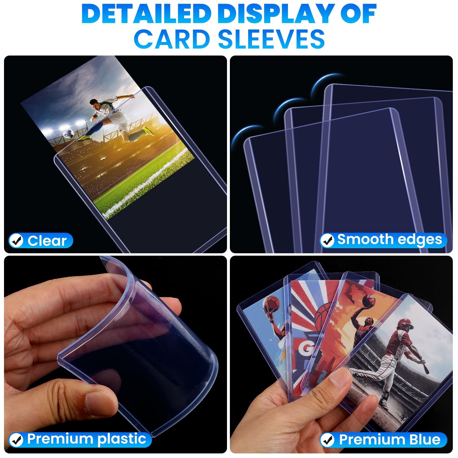 400 custodie per carte di credito, 7,6 x 10,2 cm, in plastica rigida, protezioni per carte da baseball, porta carte da calcio e sport (200 caricatori dall'alto + 200 custodie penny)