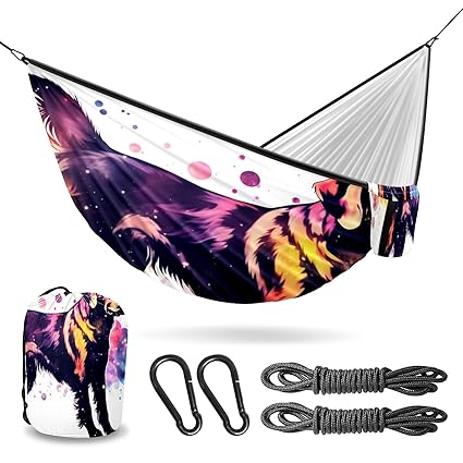 Vigetue Camping Hammock Double & Single Portable Hammocks with 2 Tree Straps, Great for Hiking,Backpacking,Hunting,Outdoor,Beach,Camping, Dog (28)