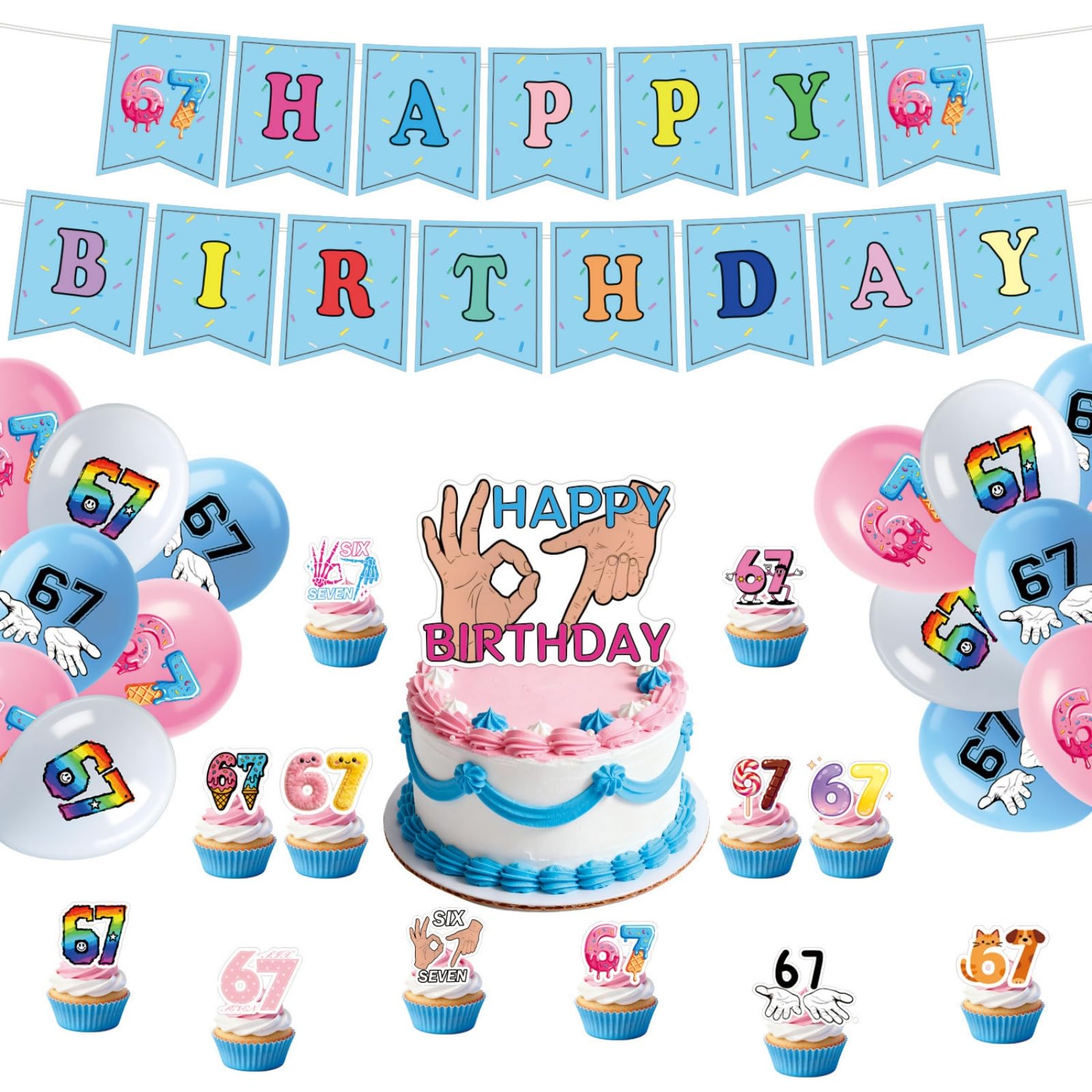 Buxuaaaa Finger Party Decorations with Assorted Designs for Cupcake Appetizers and More Eventday Decoration