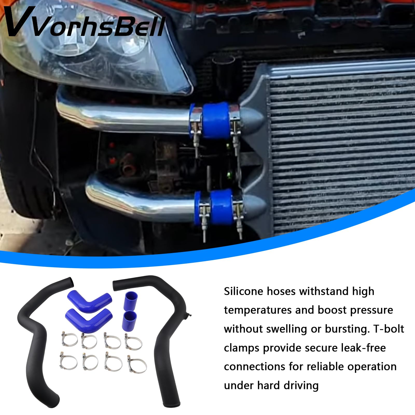 Kit tubi intercooler da 57 mm compatibile con Skoda Fabia MK1 6Y 1.9TDI VRS PD130 2002-2009 tubi rigidi in lega di montaggio anteriore tubi in silicone morsetti a T